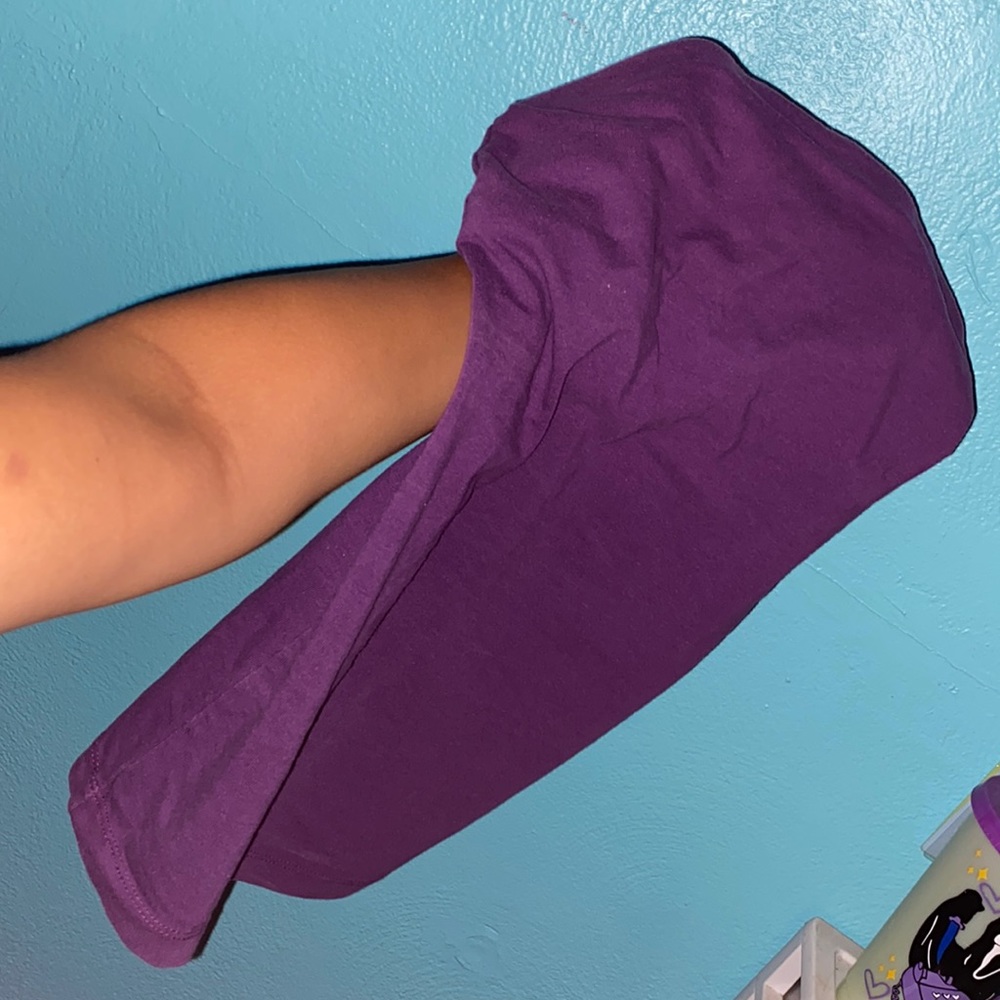 Purple strapless full length top